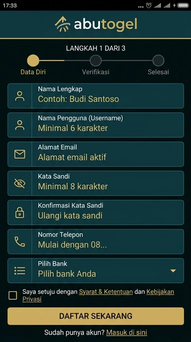 Panduan Registrasi Akun Abutogel untuk Pengguna Android