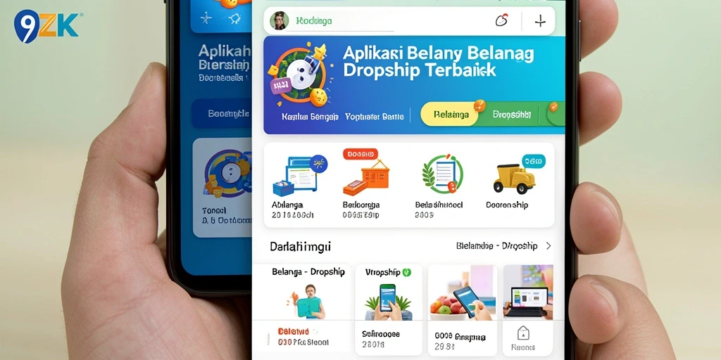 Tampilan antarmuka aplikasi 9ZK yang memudahkan pengguna dalam berbelanja dropship.