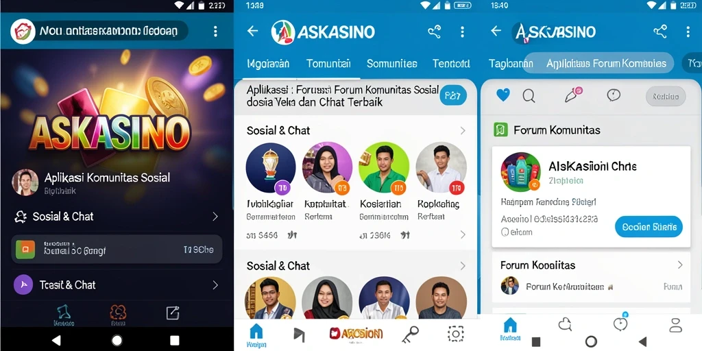 Tampilan antarmuka utama aplikasi ASKASINO untuk forum komunitas.