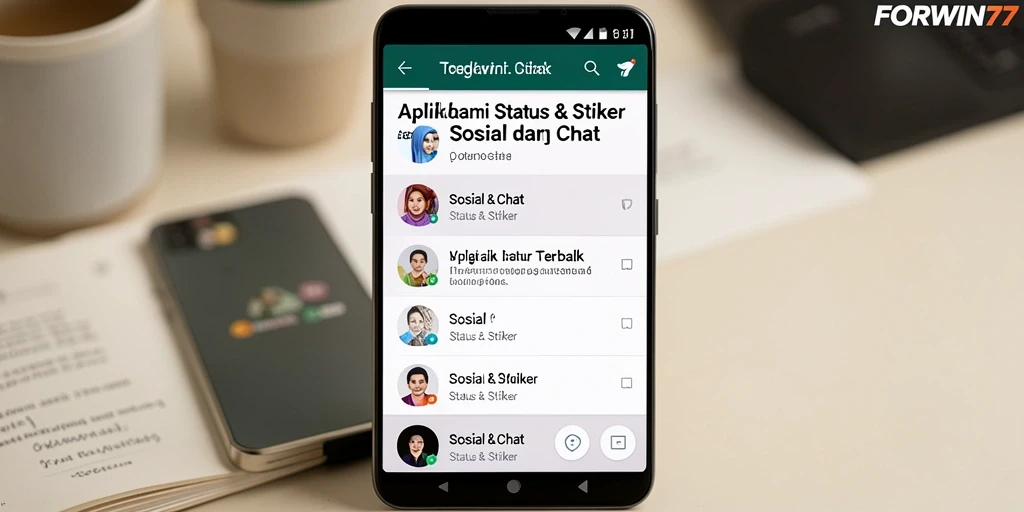 Tampilan antarmuka FORWIN77 yang menarik untuk Status & Stiker.