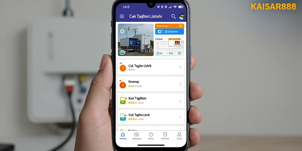 Tampilan antarmuka KAISAR888 untuk cek tagihan listrik.