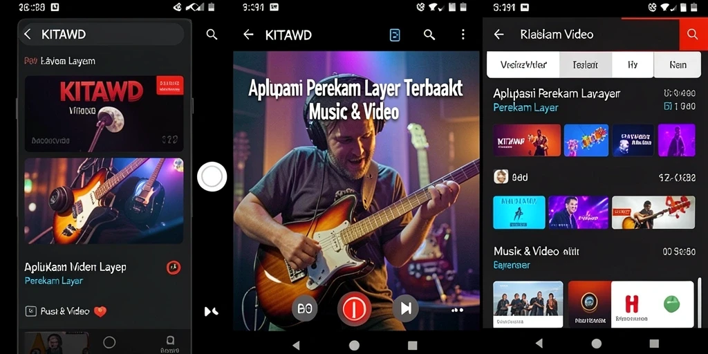 Tampilan antarmuka KITAWD saat merekam layar musik dan video.