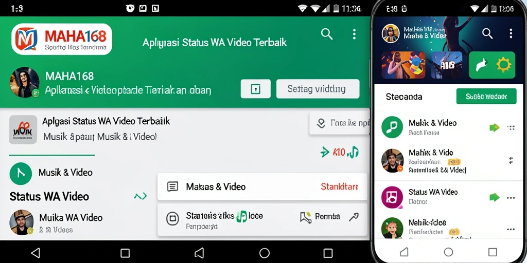 Antarmuka MAHA168 menampilkan berbagai pilihan video status WA yang menarik.