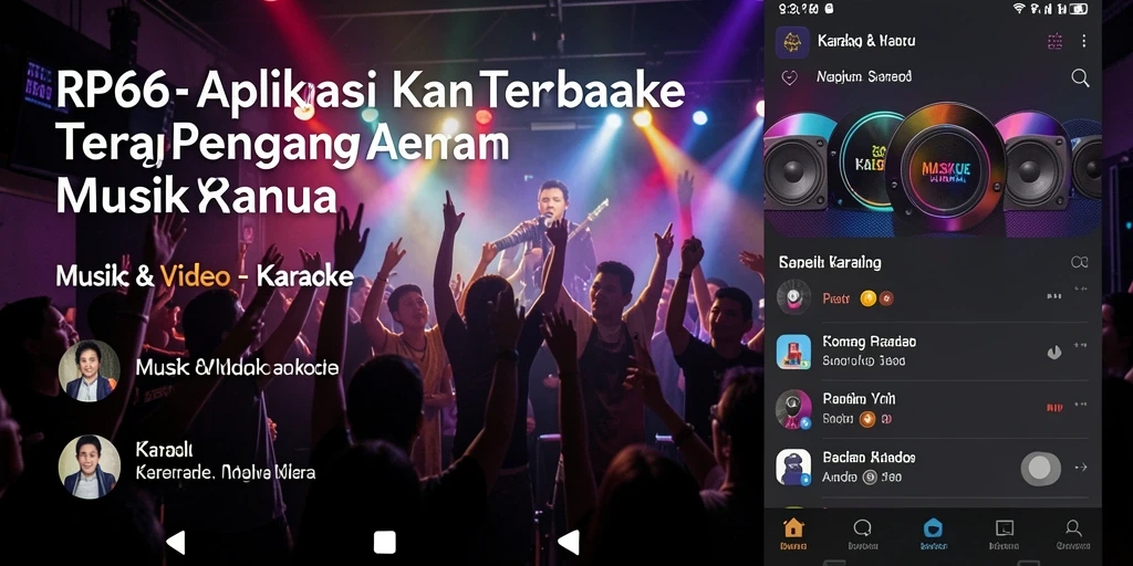 Tampilan antarmuka <strong>RP66</strong> yang intuitif dan penuh warna untuk pengalaman karaoke.