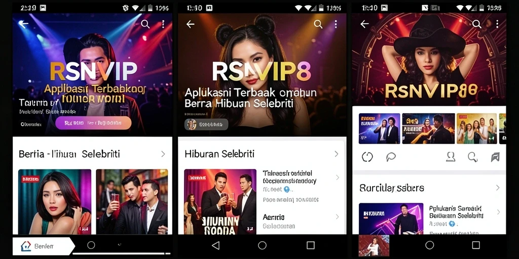 Tampilan antarmuka RSNVIP8 menampilkan berita selebriti terbaru dan menarik.